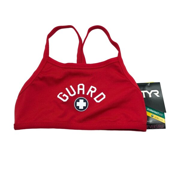 TYR Womens Guard Reversible Diamondfit Bikini Top UPF 50 Red Blue S - Picture 1 of 8